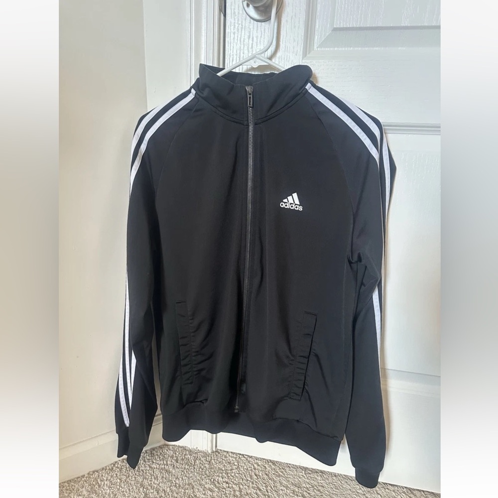 Adidas Men's Black and White Track Jacket